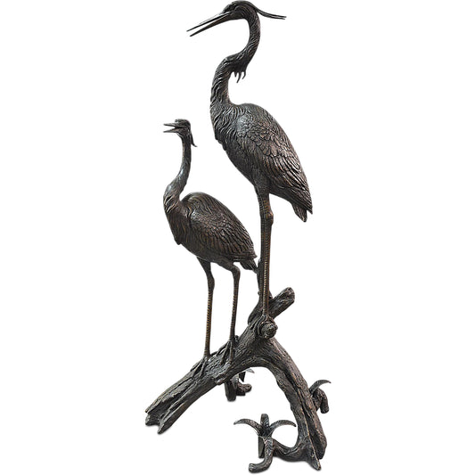Herons on Branch by Currey and Company in bronze. Made from bronze in a modern style.