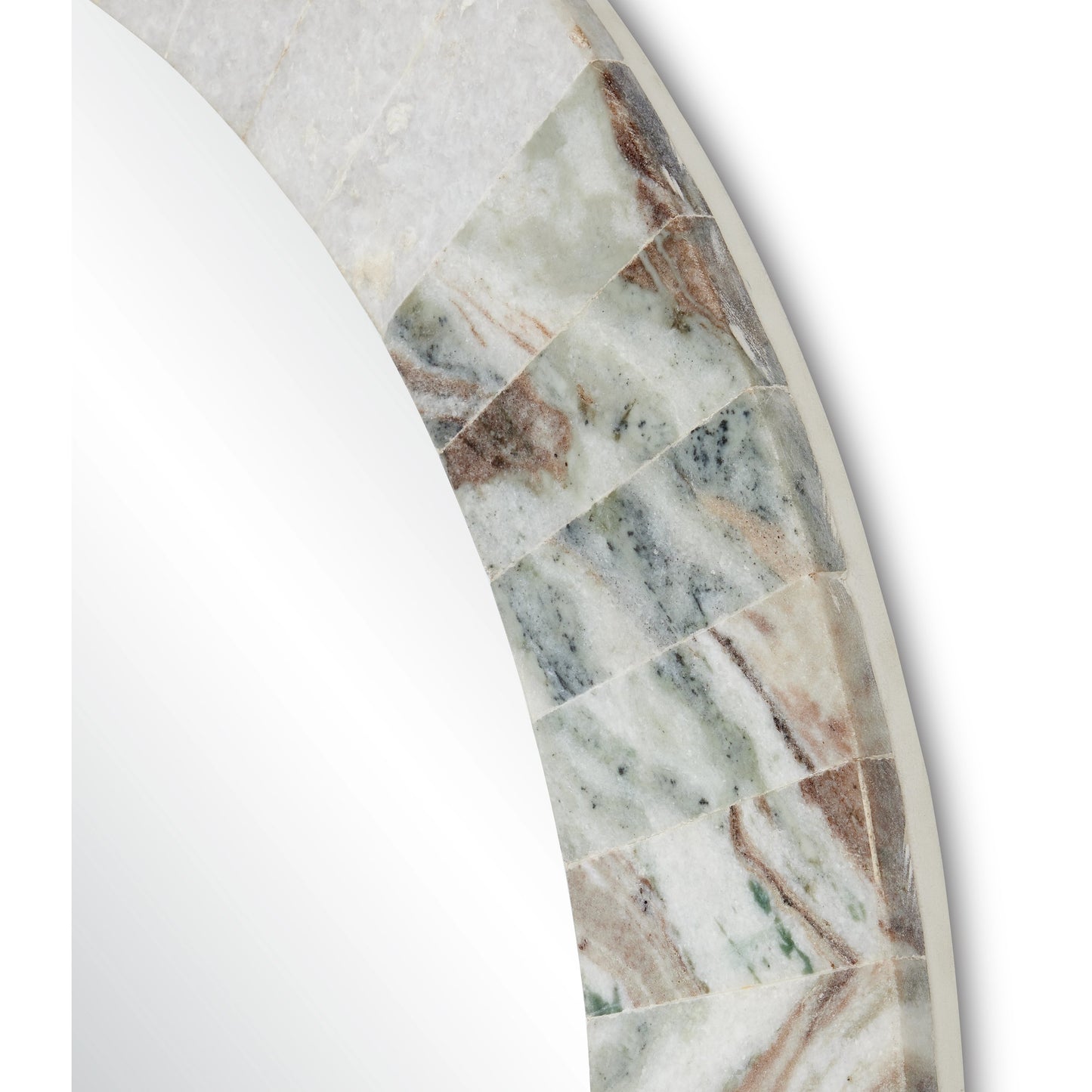 007 SI-1923903 | Additional Silo | Elena Round Mirror by Currey and Company in white, brown, mirror. Made from toronto brown marble, white marble, glass in a modern style.