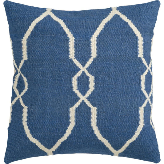 002 O-SURYA-FA021-1818D,O-SURYA-FA021-1818P | Primary Silo | Fallon Pillow - 27462 by Surya in cobalt, beige. Made from 100% wool in a modern style.