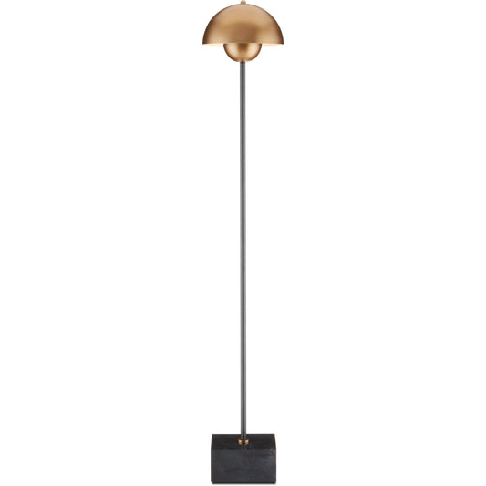 001 SI-1894378 | Primary Silo | La Rue Floor Lamp by Currey and Company in brushed brass, black. Made from metal, marble in a modern style.