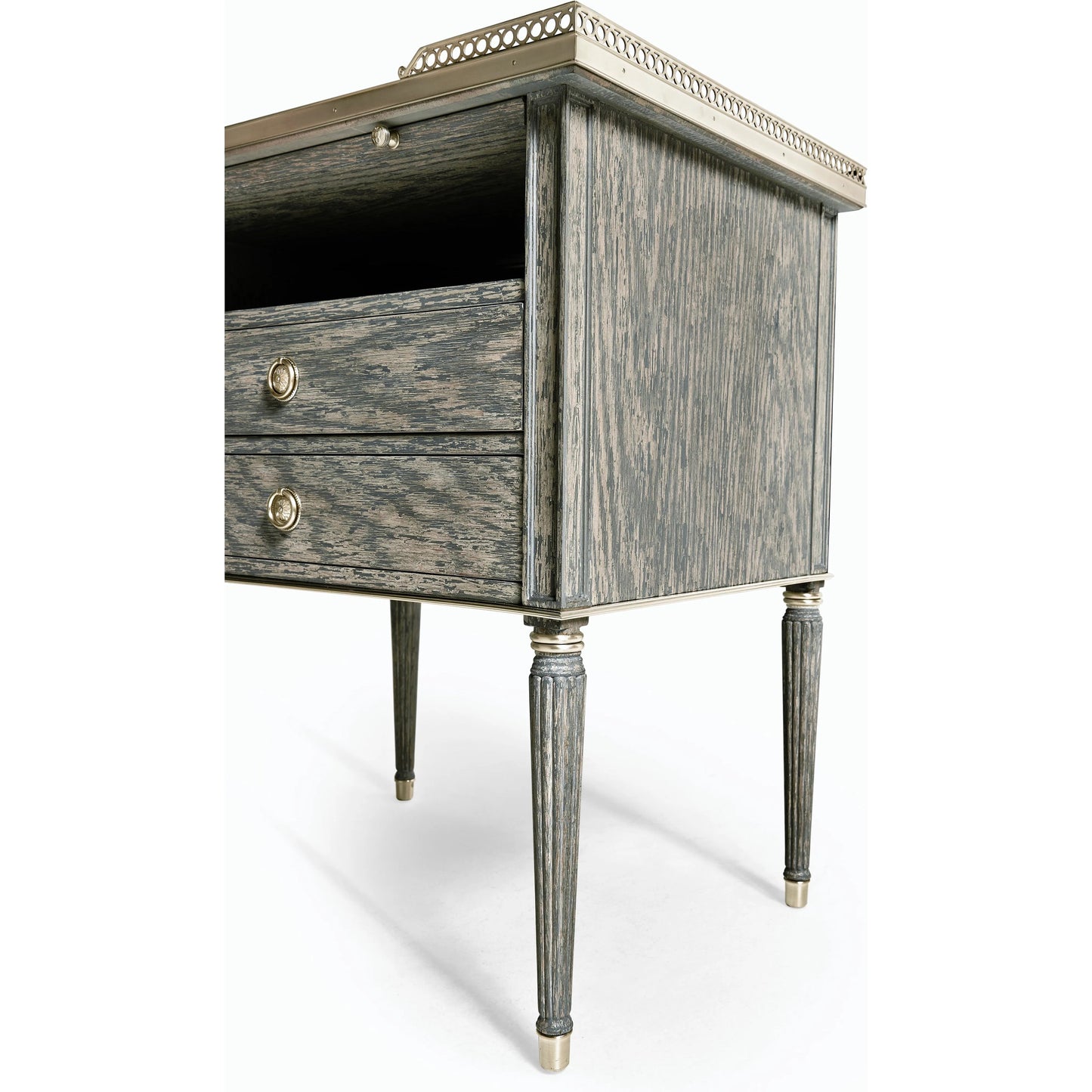 011 SI-2186336 | Closeup | Arlingham Nightstand by Jonathan Charles in blue and chipped blue oak. Made from oak solids, veneers in a modern style.