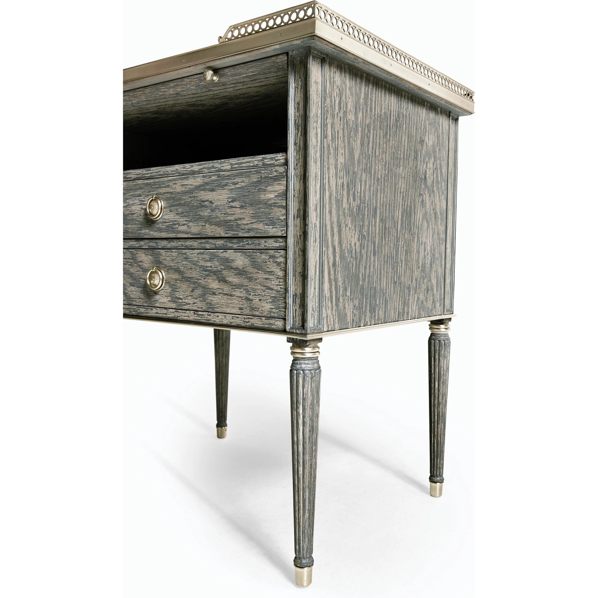 Arlingham Nightstand by Jonathan Charles in blue and chipped blue oak. Made from oak solids, veneers in a modern style.