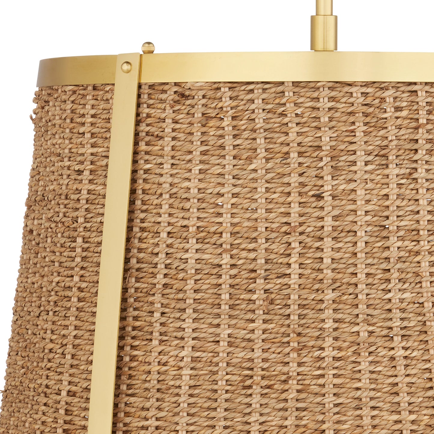 006 SI-2133902 | Additional Silo | Deauville Pendant by Currey and Company in natural, polished brass. Made from seagrass, metal in a cottage & farmhouse style.