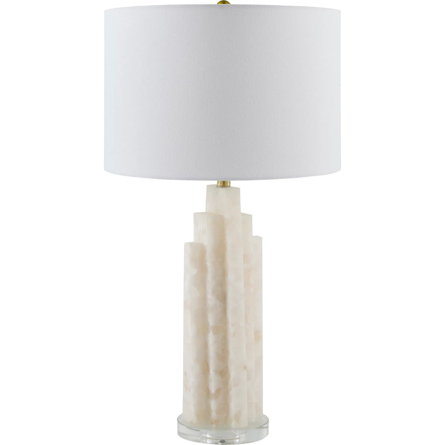 001 SI-2245205 | Primary Silo | Falaise 626525 Accent Table Lamp by Surya in cream, translucent, metallic nickel, clear, white and polishedburnishedplated. Made from stone, acrylic, linen, iron in a transitional style.