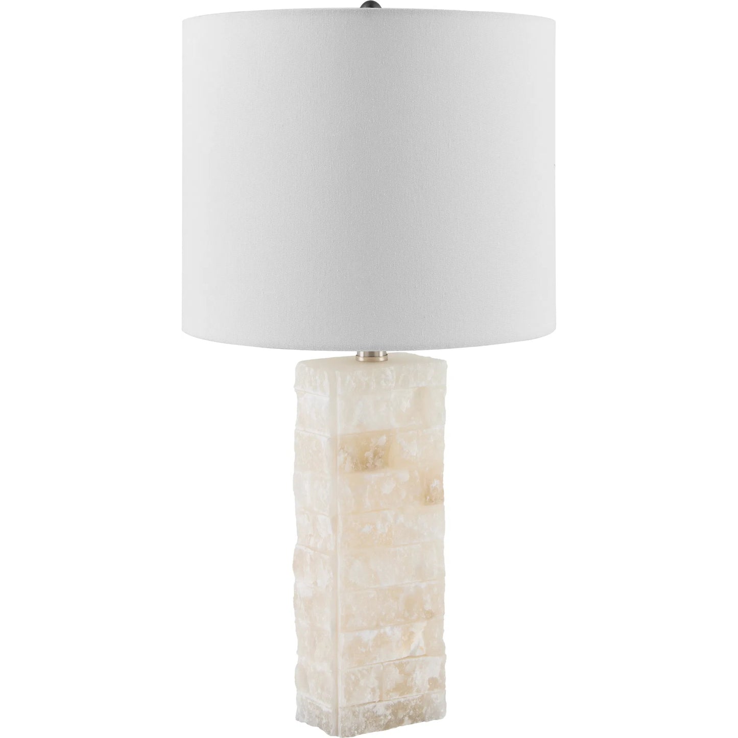 001 SI-2245207 | Primary Silo | Falaise 626531 Accent Table Lamp by Surya in cream, translucent, metallic nickel, white and carvedplated. Made from stone, linen, iron in a transitional style.