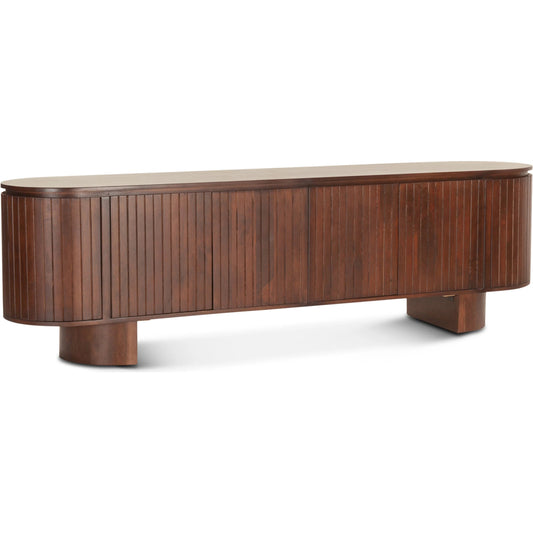Athens 79" Media Cabinet by World Interiors in dark brown and dark brown. Made from mango wood in a traditional style.