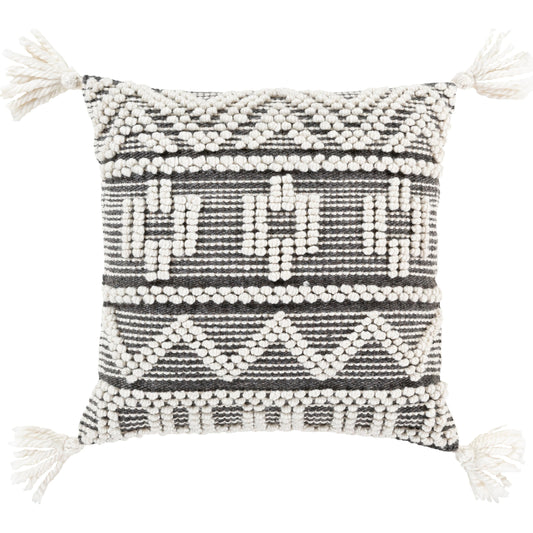 Faroe Pillow - 10973 by Surya in black, ivory. Made from 60% recycled pet yarn, 40% cotton, 100% cotton in a eclectic & global style.