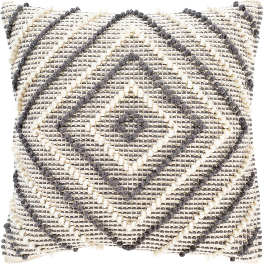 002 SR-880069,SR-880070 | Primary Silo | Faroe Pillow - 12311 by Surya in cream, khaki, charcoal. Made from 70% wool, 30% cotton, 100% cotton in a rustic style.