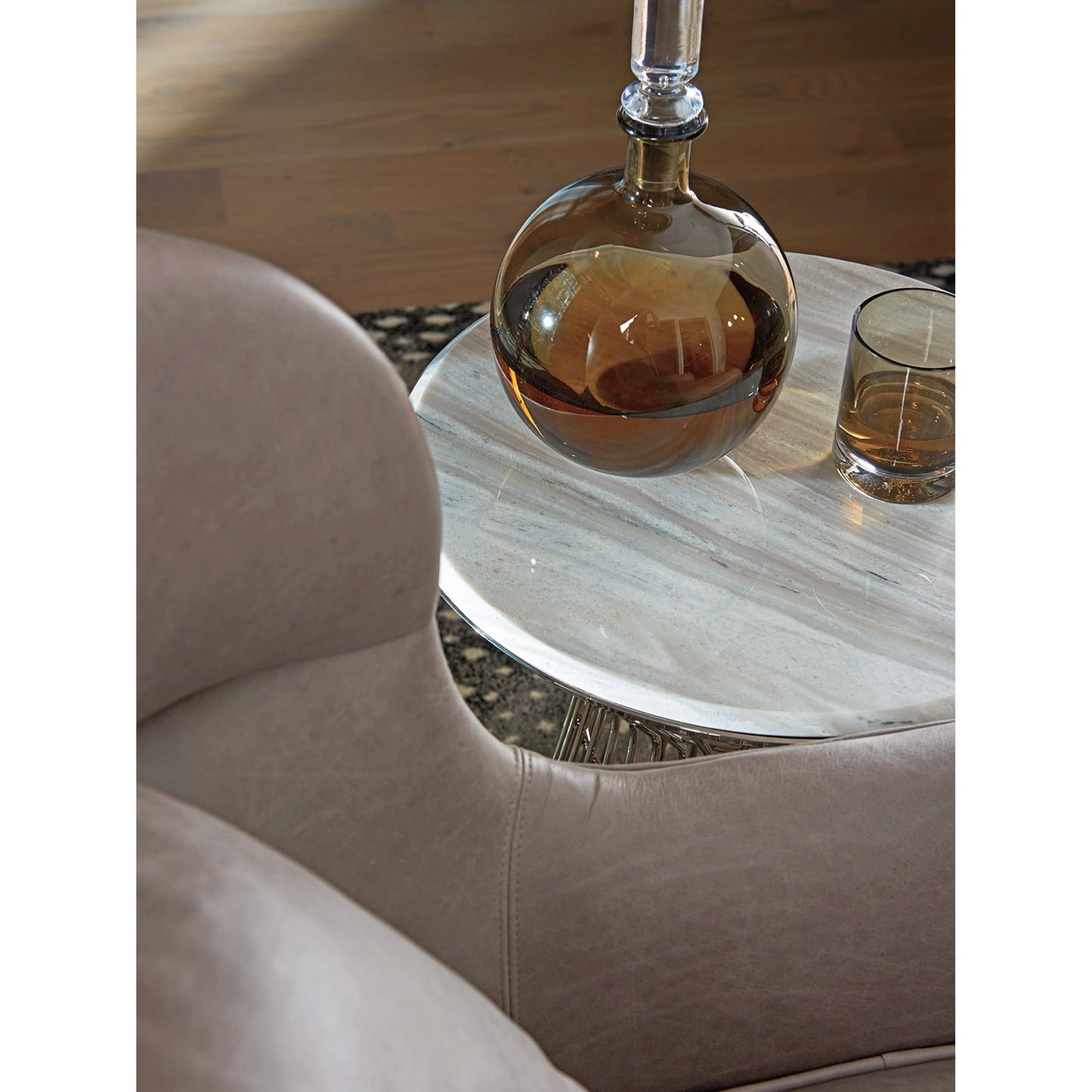006 SR-835521 | Closeup | Martini Stainless Accent Table by Lexington in polished silver. Made from unique in a modern style.