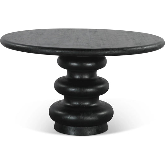 Bakio 52" Round Dining Table by World Interiors in black and sleek. Made from mango wood in a modern style.