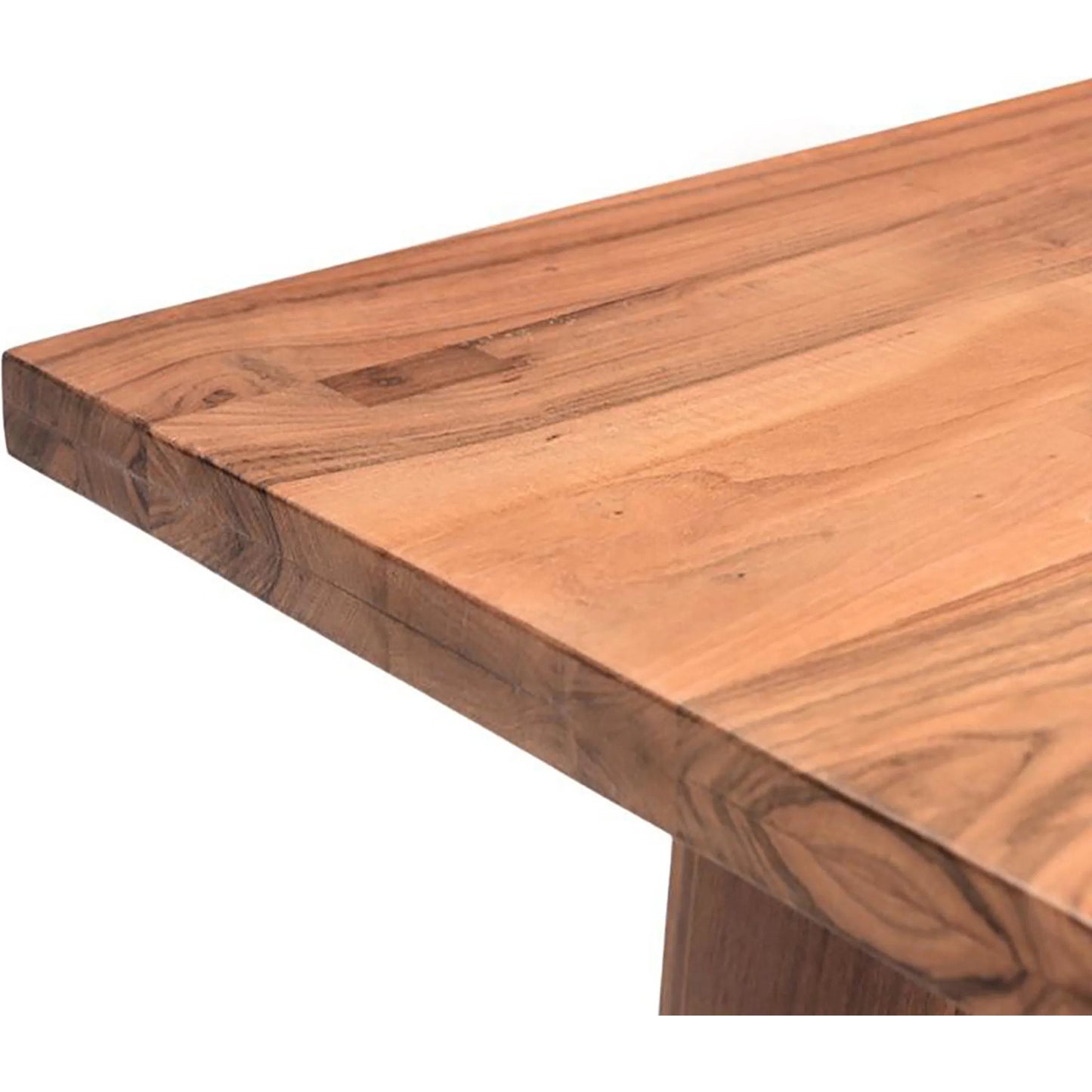 005 SI-2242937 | Closeup | Madrid Modern Natural Teak Wood Dining Table by World Interiors in browns and natural. Made from reclaimed hardwood in a unique style.