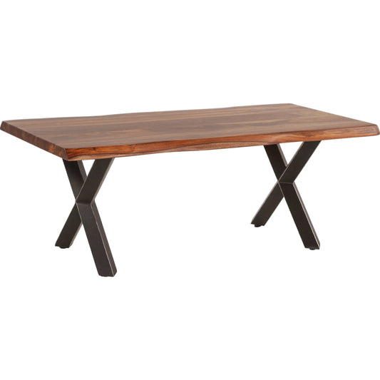 Elliston 46" Coffee Table by World Interiors in brown, black and natural sheesham. Made from reclaimed iron sheesham wood in a transitional style.