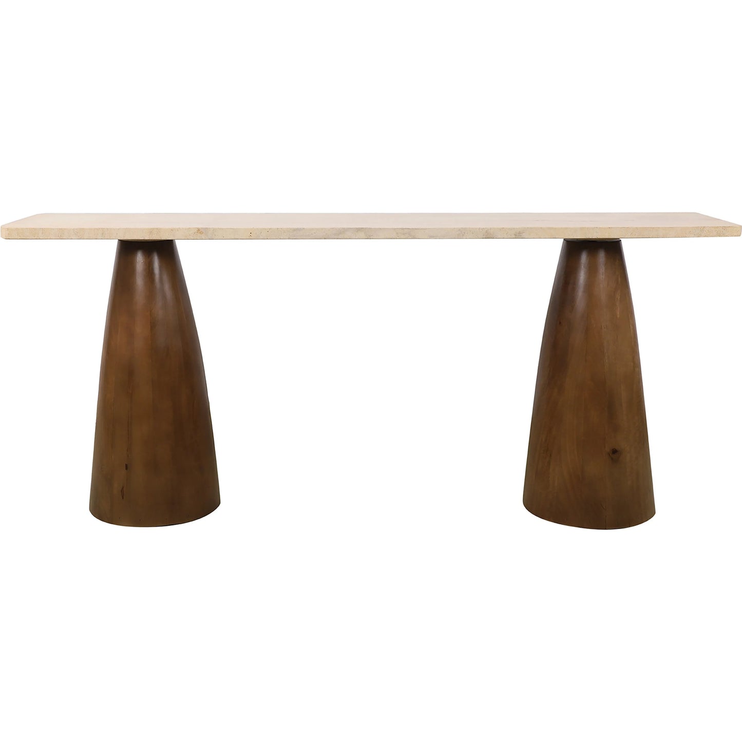 002 SI-2242890 | Additional Silo | Harbor 72" Console Table by World Interiors in white, brown and walnut. Made from travertine stone mango wood in a transitional style.