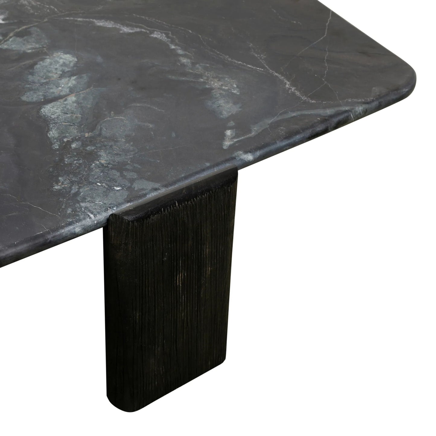 006 SI-2242892 | Closeup | Harbor 64" Hexagonal Coffee Table by World Interiors in black, brown and dark walnut. Made from mango wood marble in a modern style.