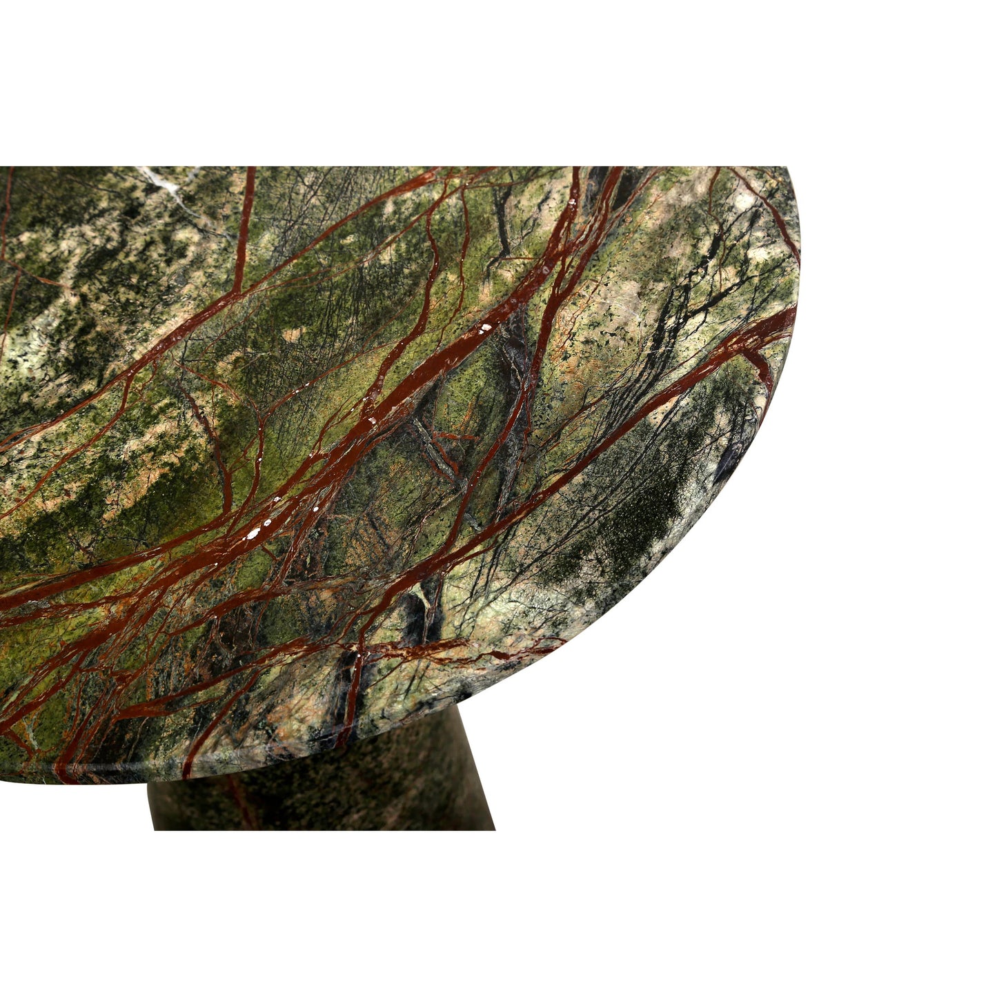 005 SI-2242894 | Closeup | Harbor 18" Tall Side Table by World Interiors in green and natural. Made from marble in a modern style.