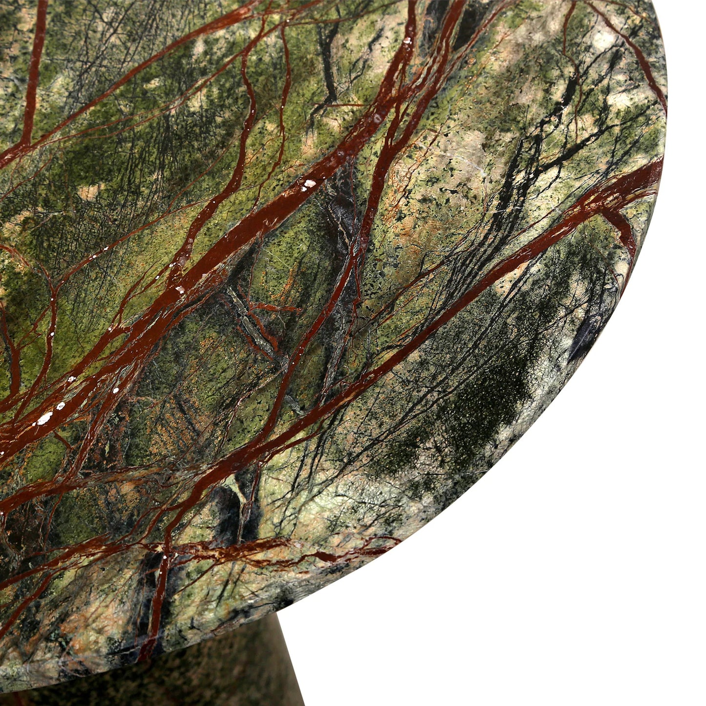 004 SI-2242894 | Closeup | Harbor 18" Tall Side Table by World Interiors in green and natural. Made from marble in a modern style.