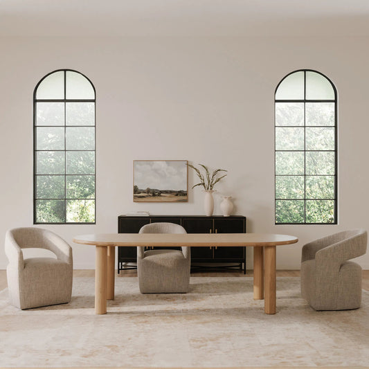Milo Dining Table Oak by Moe's Home Collection in natural solid oak. Made from unique in a transitional style.