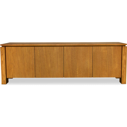 Brook Media Unit by Moe's Home Collection in country oak. Made from fsc solid oak leg, fsc oak veneer over mdf in a transitional style.