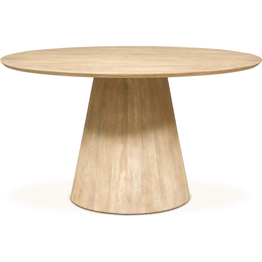Calabasas 54" Dining Table by World Interiors in white, beige and white wash. Made from mango wood, cane in a transitional style.
