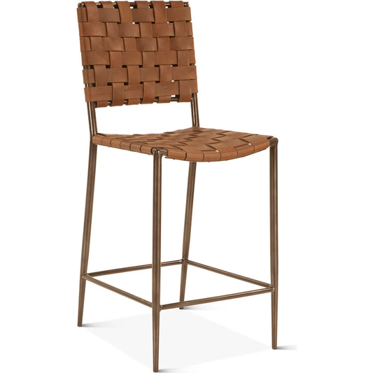 Lund Counter Chair by World Interiors in natural. Made from buffalo leather, reclaimed iron in a traditional style.
