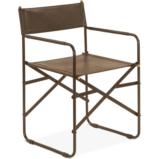 Lund 19" Director's Chair by World Interiors in black and natural. Made from buffalo leather, reclaimed iron in a traditional style.