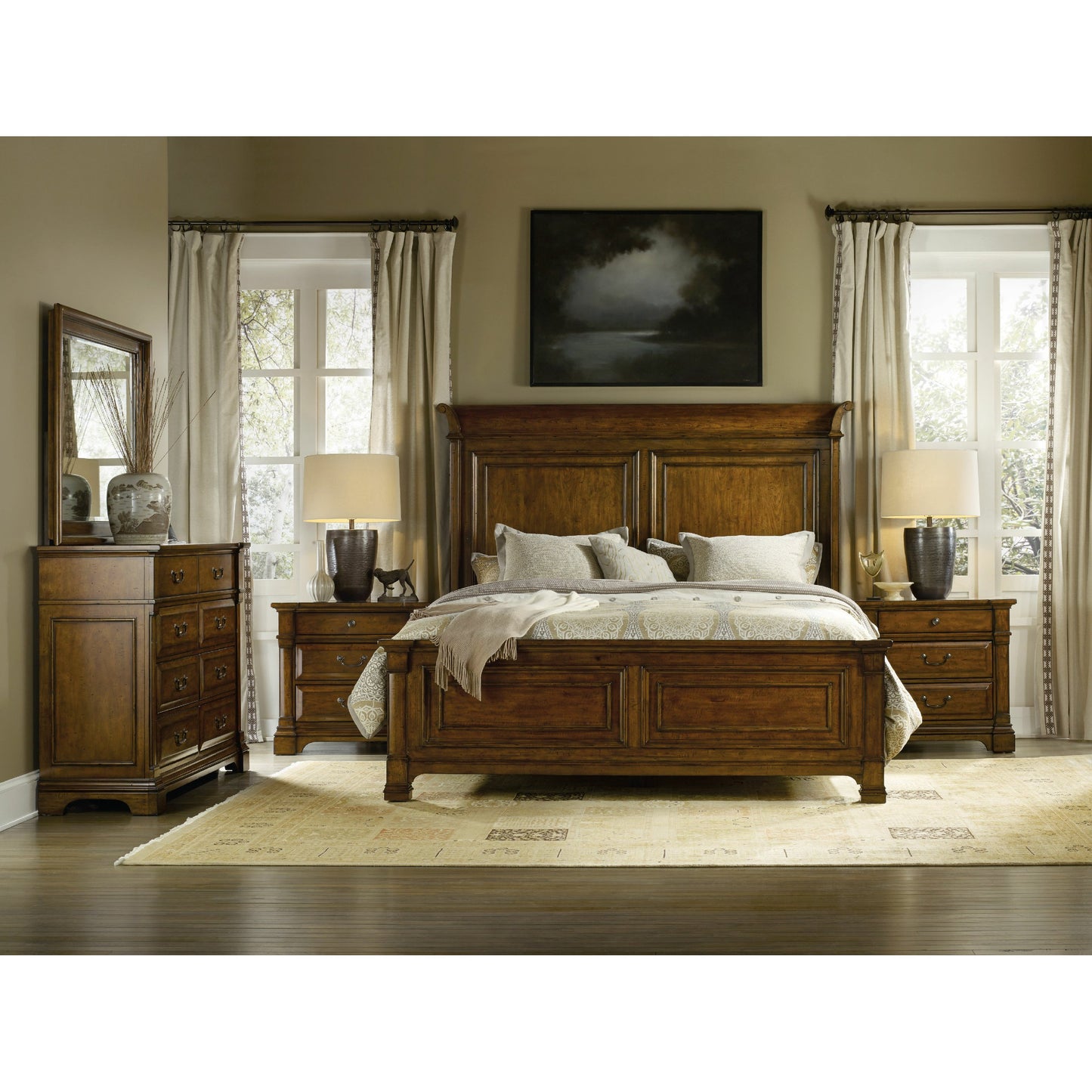 005 SI-1749949 | Lifestyle | Tynecastle Nightstand by Hooker Furniture in chestnut. Made from alder veneers in a traditional style.