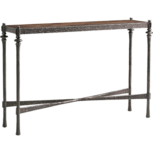 Terravita Console Table by Jonathan Charles in black caldera oak. Made from oak veneer in a cottage & farmhouse style.