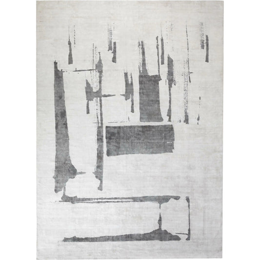Edifice Rug by Global Views in cream, charcoal. Made from 80% viscose, 20% cotton (backing) in a unique style.