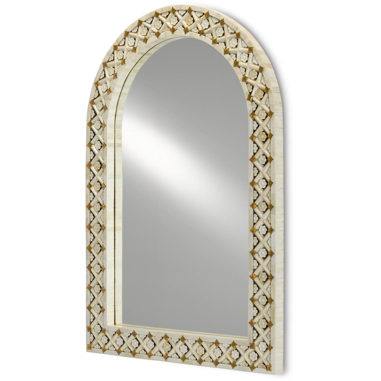 005 SR-823563 | Additional Silo | Ellaria Mirror by Currey and Company in natural bone, brass, mirror. Made from bone, brass, glass in a eclectic & global style.