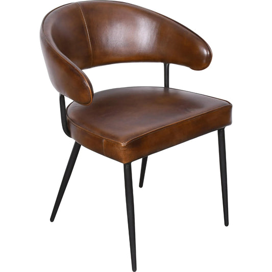 Brisbane Leather Armchair by World Interiors in browns and hand washed. Made from reclaimed iron top, top grain leather in a traditional style.