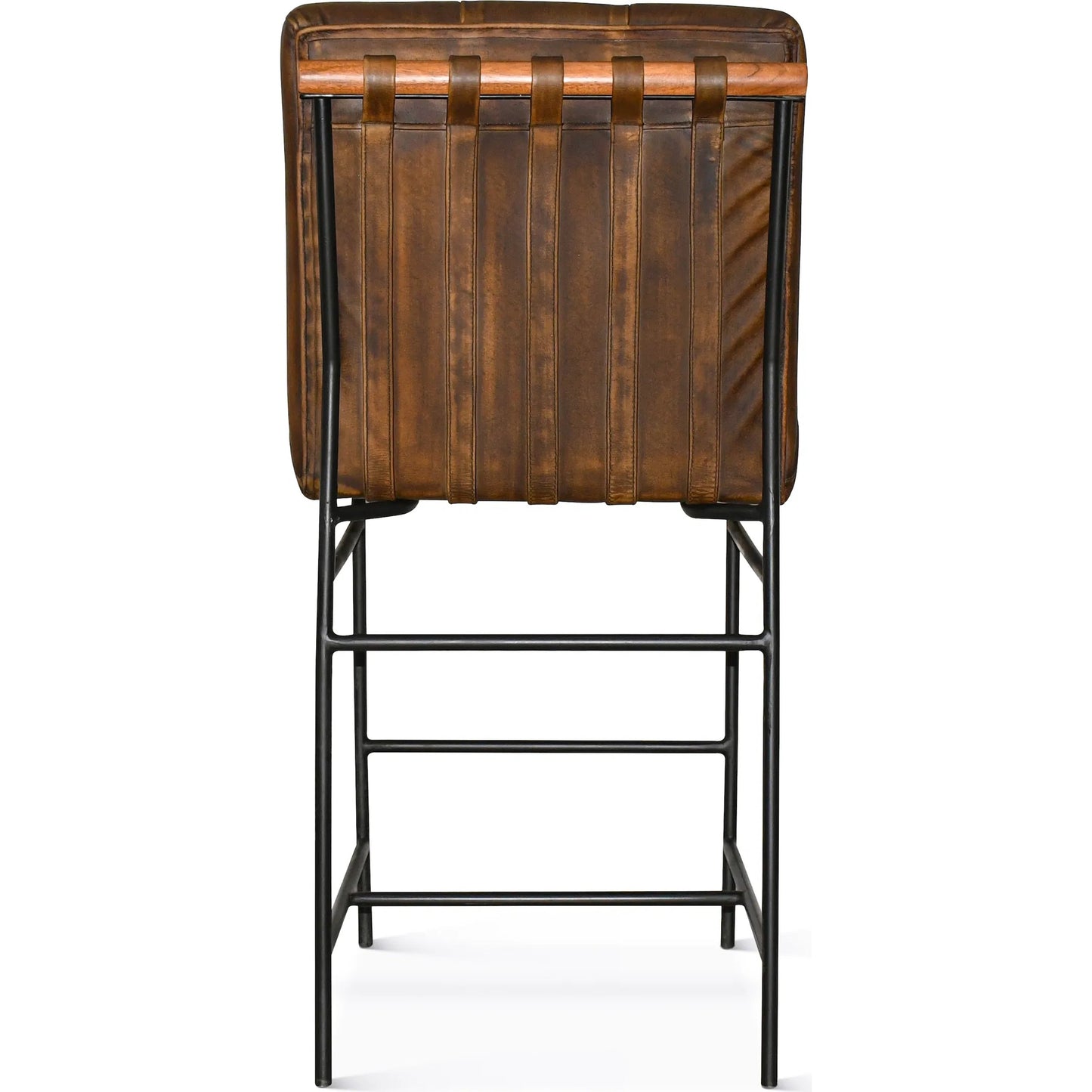 005 SI-2242784 | Additional Silo | Brisbane Stockton Counter Chair by World Interiors in brown and hand washed. Made from leather, iron in a traditional style.