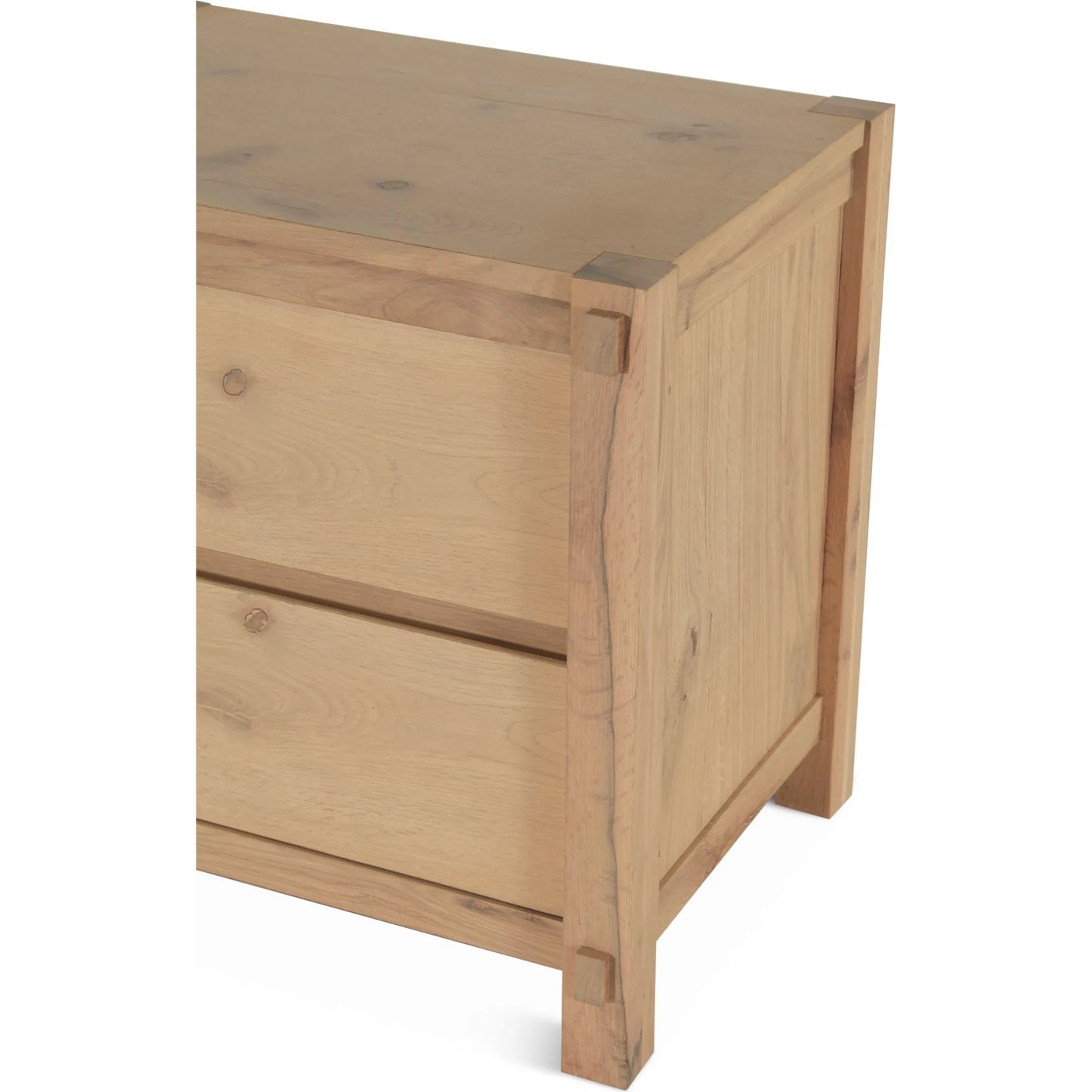 006 SI-2242727 | Closeup | Alpine Nightstand by World Interiors in tan and natural. Made from oak wood in a transitional style.
