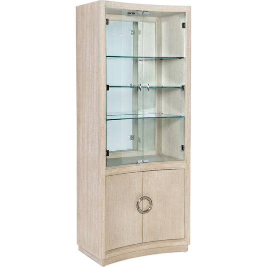 Nouveau Chic Display Cabinet by Hooker Furniture in sandstone. Made from oak veneers, tempered glass in a modern style.