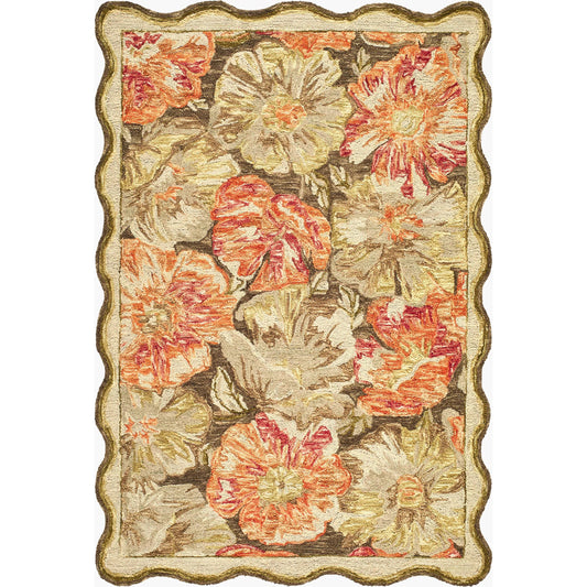 Fairfax FFX-2308 Rug by Livabliss in burnt orange, olive green, cream, mustard yellow, coral, taupe. Made from wool in a unique style.