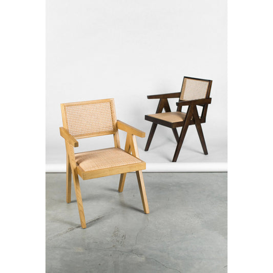 Takashi Chair (Set of 2) by Moe's Home Collection. Made from solid elm, rattan seat in a coastal style.