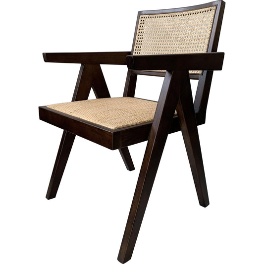 Takashi Chair (Set of 2) by Moe's Home Collection. Made from solid elm, rattan seat in a coastal style.