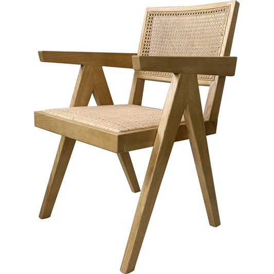 Takashi Chair (Set of 2) by Moe's Home Collection. Made from solid elm, rattan seat in a coastal style.