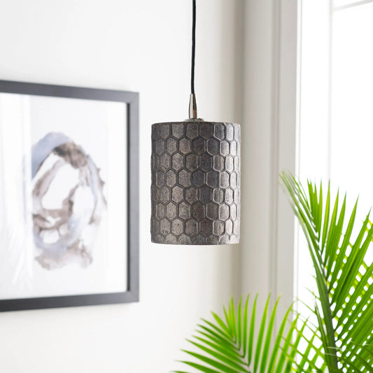 Finnegan Ceiling Light - 23627 by Surya in black, metallic silver, metallic nickel and taupe. Made from glass, metal, plastic in a modern style.