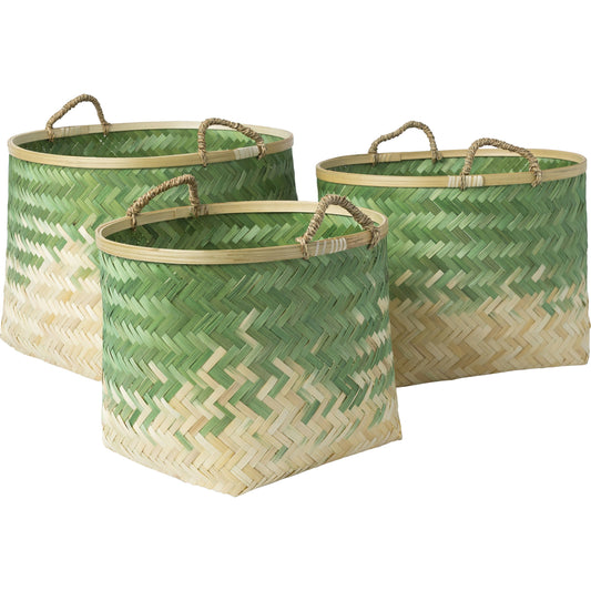 Forrestburg Decorative Accent - 16486 (Set of 3) by Surya in grass green, cream and hand paintednatural. Made from bamboo in a eclectic & global style.