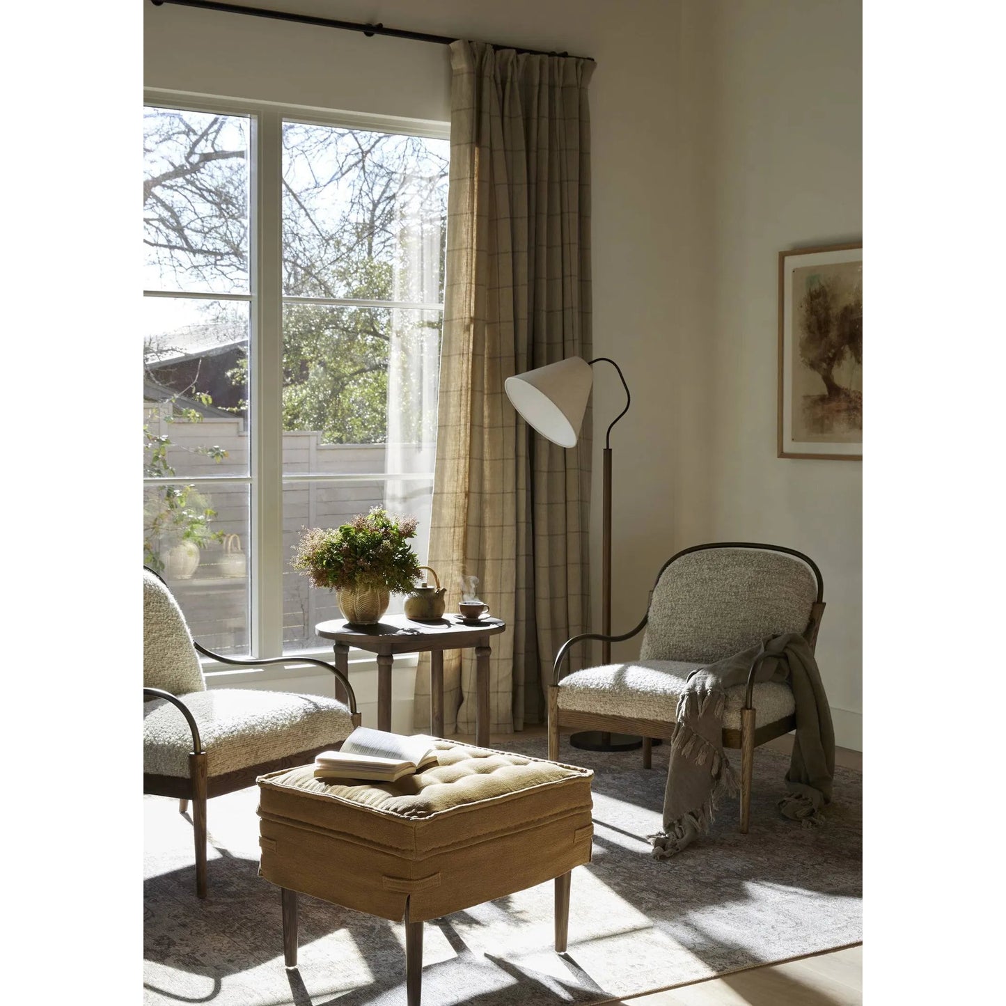 021 SI-2449389 | Lifestyle | Cole Small Ottoman by Four Hands. Made from unique in a transitional style.