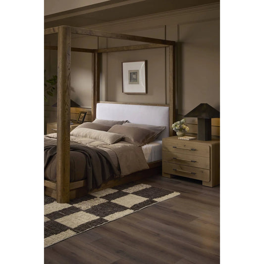 Eden Nightstand by Four Hands in aged smoked oak veneer. Made from thick oak veneer in a transitional style.