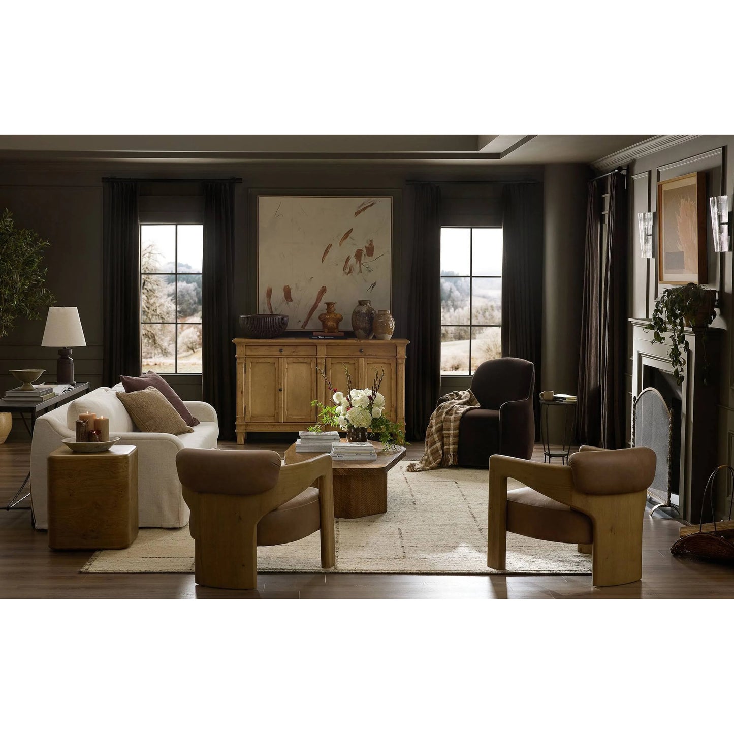 012 SI-2531726 | Lifestyle | Ulla Sleeper Sofa by Four Hands in crypton nomad snow, warm ash. Made from 92% polyester, 8% flax/linen, solid ash in a unique style.