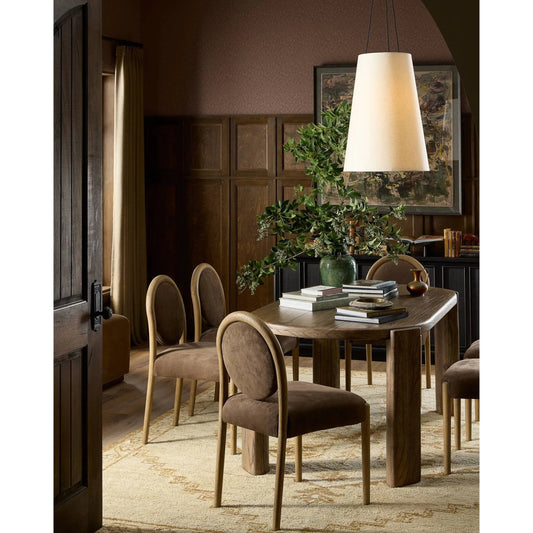 Dua Dining Table by Four Hands in weathered neem. Made from solid neem wood in a transitional style.