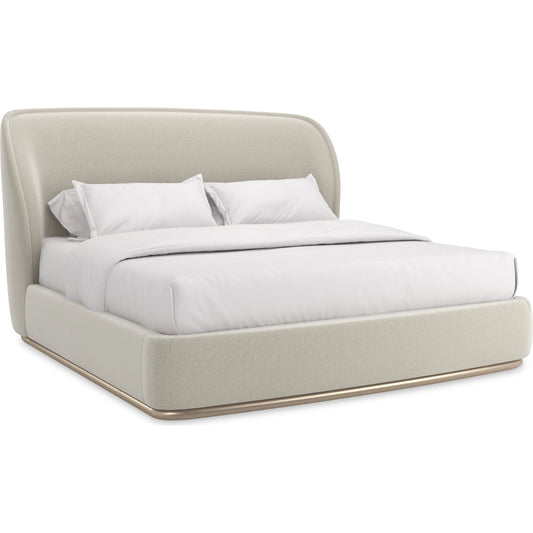 Opal Bed by Caracole in soft silver paint. Made from asian hardwood in a transitional style.