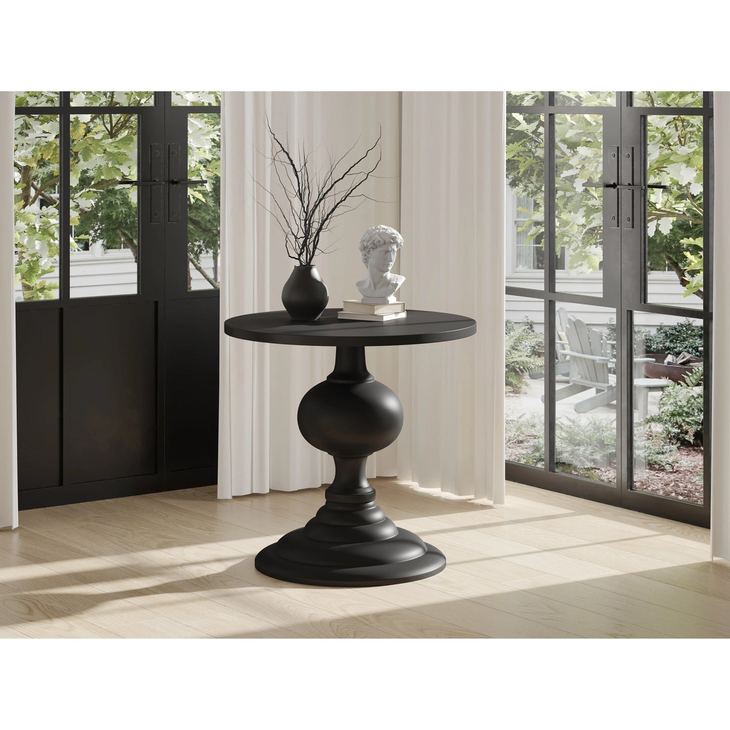 003 SI-2121958 | Lifestyle | Lexie Dining Table by Moe's Home Collection in black. Made from aluminum in a modern style.