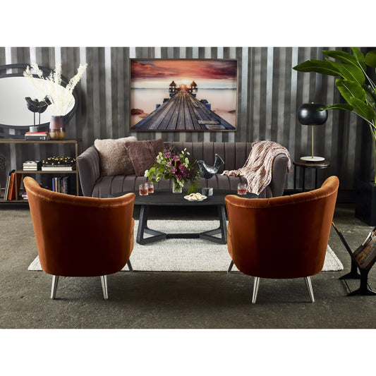 Ziff Magazine Holder by Moe's Home Collection in light brown. Made from aluminum, leather in a modern style.