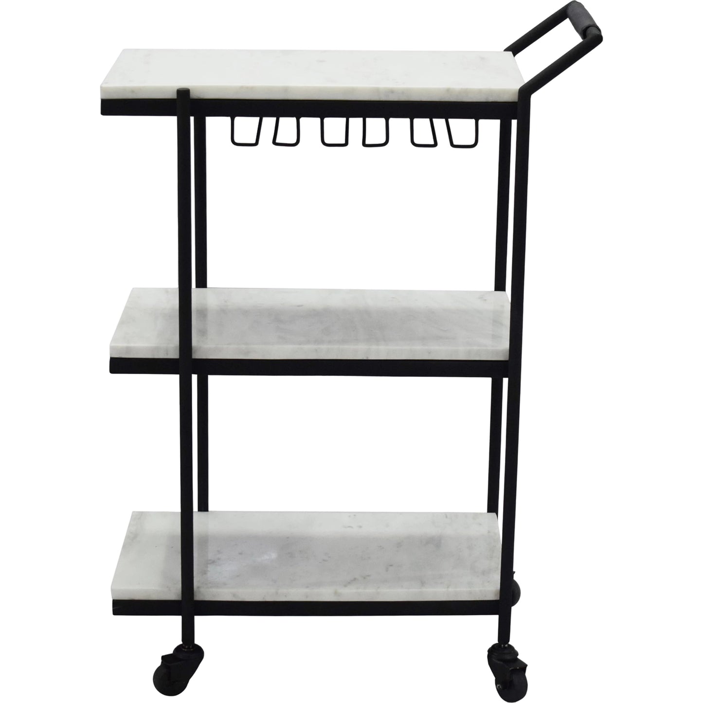 002 SR-907398 | Additional Silo | After Hours Bar Cart by Moe's Home Collection in textured black. Made from white marble, iron frame in a modern style.