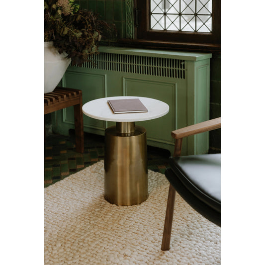France Accent Table by Moe's Home Collection in gold. Made from aluminum base, marble top in a modern style.
