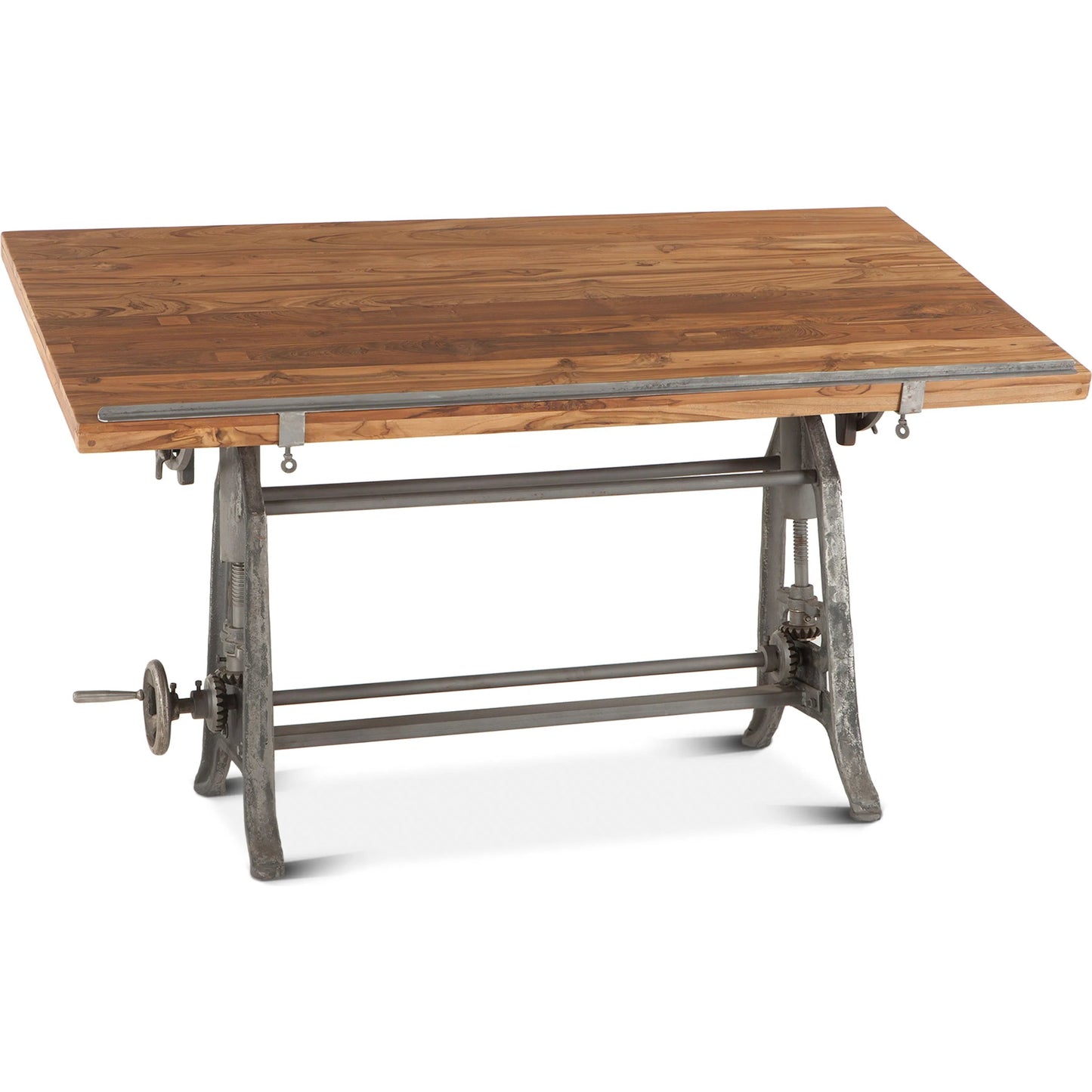 012 SR-876843 | Unknown | Artezia Industrial Drafting Desk by World Interiors in brown and natural, gunmetal. Made from teak wood, iron in a modern style.