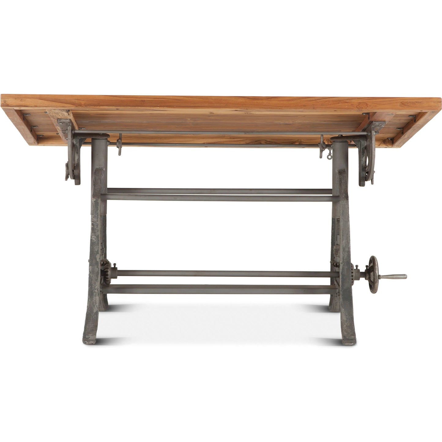 011 SR-876843 | Unknown | Artezia Industrial Drafting Desk by World Interiors in brown and natural, gunmetal. Made from teak wood, iron in a modern style.
